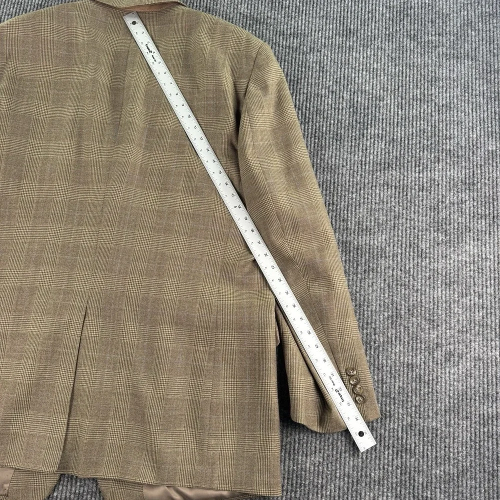 Jos A Bank Sport Coat 50L Brown Glen Plaid Windowpane Wool Blazer Classic